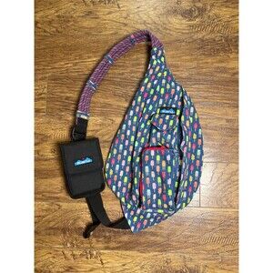 KAVU Crossbody Backpack Sling Rope Blue Multicolor Popsicle Ice Cream Print